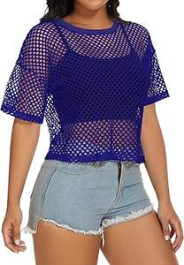 3D Floral & Plaid Print Customizable Modal Full Sleeve Tank <b>Top</b> Cropped <b>Mock</b> <b>Neck</b> Mesh Sheer Breathable Women's Mesh T-Shirts - Product Image 3