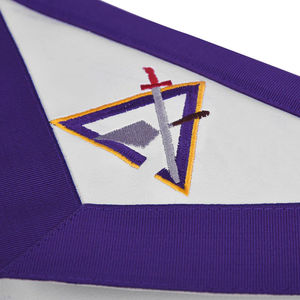 Illustrious Master Council Apron High Quality Hand Machine Embroidered Purple Ribbon Fabric Material Beautiful Masonic Design - Product Image 5