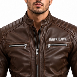 Premium Quality Brand New Custom Made <b>Genuine</b> <b>Leather</b> <b>Jacket</b> <b>Men</b> Slim Fit Slim Stand Collar Zipper Motorcycle Coat - Product Image 4