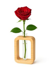 Florero Ecológico de Bambú, Soporte Minimalista de Madera con Marco Cuadrado para Flores, Decoración para el Hogar, Escritorio, Bodas - Product Image 4