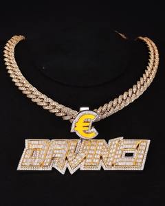 Iced Jewelry Trendy Moissanite Letter Pendant Round Brilliant Cut 925 <b>Silver</b> Diamond Custom <b>Cuban</b> Link <b>Chain</b> for Certified - Product Image 4