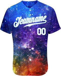 Camiseta de Béisbol Personalizada con Estampado de Galaxia, Manga Corta, Transpirable, de Poliéster, para Hombre, Nombre del Equipo 00, Diseño de Sublimación Completa - Product Image 2