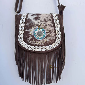 กระเป๋าหนังวัวแท้สไตล์ตะวันตกคุณภาพสูง กระเป๋าสะพายหนังทรงเก๋ไก๋สไตล์โบฮีเมียน กระเป๋าวินเทจสไตล์ยิปซี - Product Image 1