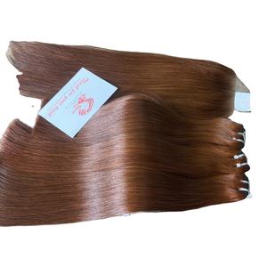 Paquetes rectos de hueso marrón con cierre Paquetes de cabello vietnamita crudo y conjunto de cierre Cabello natural de Vietnam de alta calidad - Product Image 1