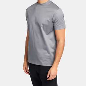 Camiseta de Manga Corta con Cuello Redondo para Hombre, Color Gris, Diseño Personalizable, Tejido de Punto de Spandex/Poliéster, Corte Regular, Color Sólido, Estilo Casual - Product Image 1