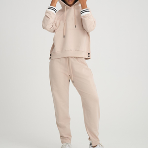 Premium Quality 100%Cotton Style Color Women Tracksuit Plain Oversized Two Piece Tracksuit for Ladies - Product Image 2