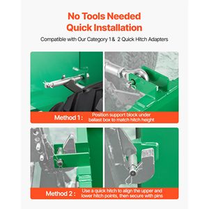 Caja de lastro para remolque agrícola, 3 puntos, categoría 1, para tractor, capacidad de 800 lb, acero de alta resistencia con receptor de enganche de 2 pulgadas - Product Image 6