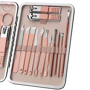 Ensemble de manucure et pédicure luxueux en acier inoxydable, 14 pièces, pour enfant, bébé, homme, femme, kit de soins de beauté professionnel durable avec sac - Product Image 2