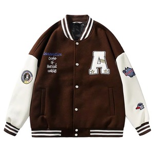 Unisex Embroidered Varsity <b>Jacket</b> <b>Canvas</b> Zipper Closure Custom Front Logo OEM Service Windproof winter Autumn Casual Street - Product Image 2