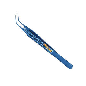 Pinzas de Capsulorrexis Oftálmicas de Punta Angulada, Instrumentos de Titanio Azul, Fabricadas por Wenquar, Más Vendidas - Product Image 1