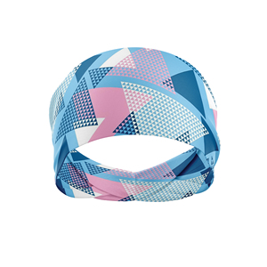 Geometric Pattern Gradient Color Heat-Transfer Printed Unisex Wide Elastic <b>Sports</b> <b>Headband</b> Quick Dry Breathable Anti-Bacterial - Product Image 1