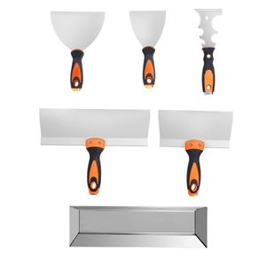 Set di attrezzi per cartongesso 6 pezzi: Raschietto per pittori da 3 pollici + 2 spatole per stucco/nastro + Vaschetta per stucco da 12 pollici in acciaio inossidabile - Product Image 5