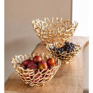 Panier de fruits de qualité supérieure coulé décoration de mariage panier en or de luxe accessoires de décoration de table plat et paniers faits à la main - Product Image 4