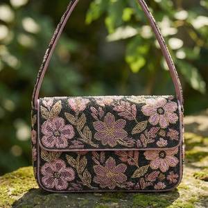 Bolso de lona vintage con bordado floral para mujer, con correa para el hombro, para uso diario - Product Image 2
