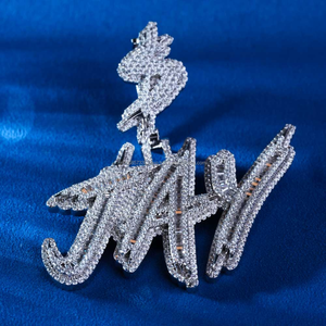 Colgante de letra personalizada Iced Out Vvs Moissanite Diamonds Lightning COLLAR COLGANTE de plata 925 Colgante de hip hop - Product Image 1