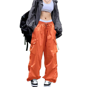 Custom Logo and Color Vintage Pockets High Waist Streetwear Baggy Casual Ladies Long Cargo Pant for Women Cargo <b>Trousers</b> - Product Image 3