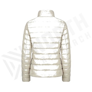 เสื้อแจ็คเก็ตผ้าควิลท์สำหรับผู้หญิง คอตั้ง แขนยาว สีพื้น ผ้าโพลีเอสเตอร์ ซิปปิด ความยาวปกติ - Product Image 6