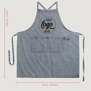 Customizable Cotton Canvas Apron Adjustable Straps Front Pocket Durable Denim Bartender Uniform Restaurant Bar Use Personalized - Product Image 3