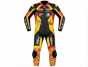 Combinaison de course pour homme Zonda Pro 1 pièce en cuir de vache véritable/cuir de kangourou, style MotoCP, combinaison blindée niveau 2 - Product Image 1