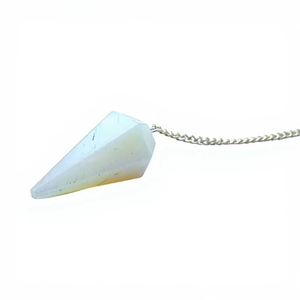 Péndulo facetado de fluorita azul, el más vendido, con cadena plateada, forma de lápiz, cristal portátil de Feng Shui para decoración del hogar - Product Image 3