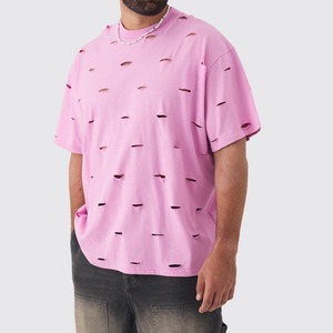 Camiseta Rosa Extra Grande para Hombre, Manga Corta, Cuello Redondo, Diseño de Puntos, Estilo Casual, Tejido de Algodón Jersey - Product Image 6