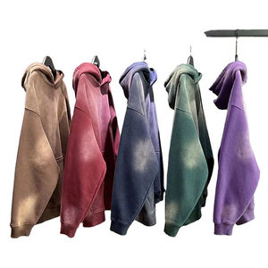 Sudadera con Capucha Oversize para Hombre, Verde Menta, Estilo Vintage Lavado, de Algodón Grueso con Forro Polar, Estilo Casual Urbano - Product Image 5