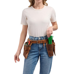 Ceinture porte-outils en cuir robuste pour électricien, avec pochettes organisées, supports sécurisés, coutures durables et taille ajustable - Product Image 6