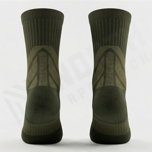 Crew <b>Socks</b> Solid Olive Green Knitted Breathable Polyester Spandex <b>Running</b> Athletic <b>Socks</b> for Adults Summer Standard Thickness - Product Image 2
