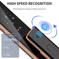 Serrure de porte intelligente biométrique à empreinte digitale avec interphone vidéo en temps réel, caméra de vision nocturne et détection faciale, vente en gros