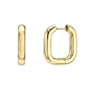 Chunky Square <b>Hoop</b> <b>Earrings</b> 14K <b>Solid</b> Gold Plated Latch Back Plain High Polish Classic Minimalist Everyday Huggies Fine Jewelry - Product Image 3
