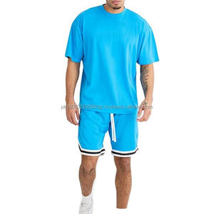 2024 Summer Oversize Short Sleeve Men's <b>Twinset</b> Custom Logo Streetwear Design with Factory Wholesale Price Plus Size Shorts Set - Product Image 1