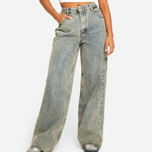 Jeans de Mezclilla Rectos OEM para Mujer, Estilo Vintage, Ropa Casual Urbana, Proveedor de Ropa al por Mayor, Fábrica de Exportación de Ropa - Product Image 1
