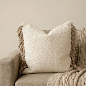 Soft Color Woven Summer Elegant Handwoven Pillow Covers Customized Side Fringed Designer <b>Sofa</b> Pillowsham Covers - Product Image 4