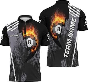Maillot de sport personnalisé de snooker, demi-zip, uniforme de billard 8 boules - Product Image 1