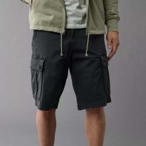 Pantalones Cortos Cargo Gris Oscuro para Hombre, 100% Algodón Canvas, Cintura Media, Cierre con Cordón, Transpirables, Ecológicos, Bordados, Estilo Casual - Product Image 2
