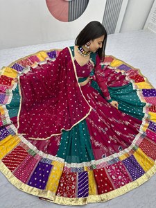 Ensemble Lehenga Choli brodé pour femme, longueur ras du sol, avec dupatta en résille, tenue traditionnelle indienne et pakistanaise pour mariage et soirée, séchage rapide - Product Image 2