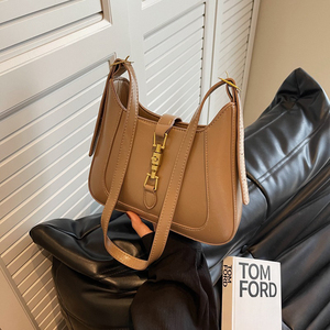 Sac bandoulière antivol en cuir PU marron avec sangle amovible, fermeture éclair, style minimaliste pour femmes - Product Image 5