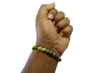 Pulsera redonda hecha a mano con cuentas de piedra de serpentina de limón Feng Shui para hombres y mujeres, tamaño 8-10 mm, joyería de moda, energía - Product Image 2