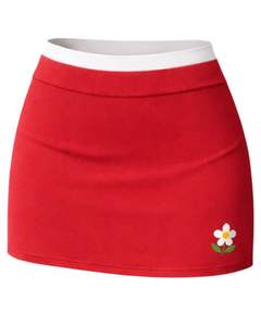 ชุดเซ็ตเสื้อครอปสีแดงและกระโปรงสั้นสำหรับผู้หญิง ออกแบบโดยผู้ผลิต ชุดออกกำลังกายแบบสองชิ้น เสื้อชั้นในกีฬาแบบไม่มีแขน เหมาะสำหรับโยคะ ฟิตเนส ชุดลำลองฤดูร้อน - Product Image 5