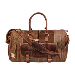 Sac de voyage en cuir véritable, sac de week-end, sac de voyage vintage, fermeture éclair, portable, léger, grande capacité, bagage à main - Product Image 5