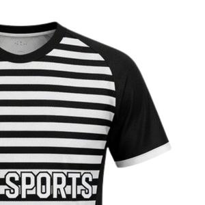 Maillot de handball rayé noir et blanc pour hommes, manches courtes, polyester, uniforme d'équipe, tenue de match, entraînement - Product Image 5