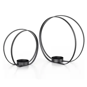 ขาตั้งเทียนทีไลท์แบบห่วงโลหะสีดำทนทานของตกแต่งบ้านหรูหราสำหรับเทศกาลคริสต์มาสขาตั้งโลหะมาตรฐาน - Product Image 1