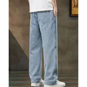 กางเกงยีนส์ทรงตรงขาตรงสำหรับผู้ชาย – กางเกงยีนส์ทรงหลวมเอวยางยืดพร้อมเชือกผูกและกระเป๋าสไตล์ Y2K - Product Image 5