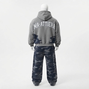 Conjunto de Sudadera con Capucha y Pantalones Deportivos de Camuflaje Gris Azulado para Hombre, Corte Holgado, Estilo Urbano, Personalizable OEM ODM, Venta al Por Mayor - Product Image 4
