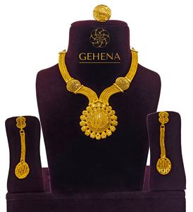 5gm ensemble collier plaqué or 24K boucles d'oreilles et bague pour femmes grand pendentif élégant nouveau - Product Image 1
