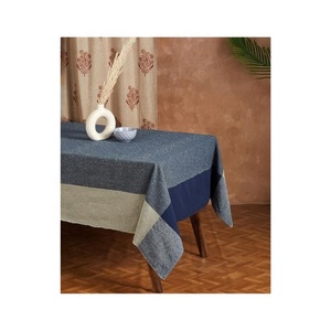 100% Organic Beige Block Embroidered Cotton Cloth Set Sustainable Woven Disposable Table Cloth Top Indian Wholesale Exporter - Product Image 5