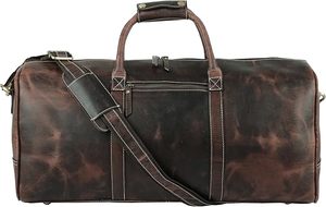 Bolsa de Viaje de Fin de Semana Unisex de Cuero, Gran Capacidad, Cierre de Cremallera, Estilo Vintage, Asa Suave - Product Image 2