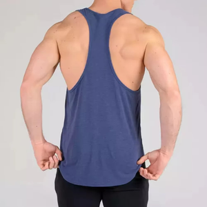 Men's Navy Blue Sleeveless Tank Top O-Neck Solid Color Casual Knitted Wear Men's Tank Tops - Product Image 3