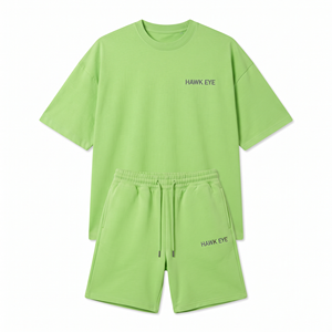 Ensemble haut et short pour hommes en gros, manches courtes, avec logo personnalisé, t-shirt - Product Image 4