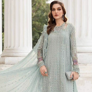 ชุดสัลวาร์ คามีซ ฟอกซ์ จอร์เจตต์ แบบเย็บกึ่งสำเร็จ พร้อมงานปักเลื่อม-สไตล์ทันสมัยสำหรับงานแต่งงานและงานดิวาลี - Product Image 1